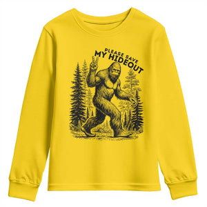 Please Save My Hideout Youth Sweatshirt Bigfoot Forest Protector TS12 Daisy Print Your Wear