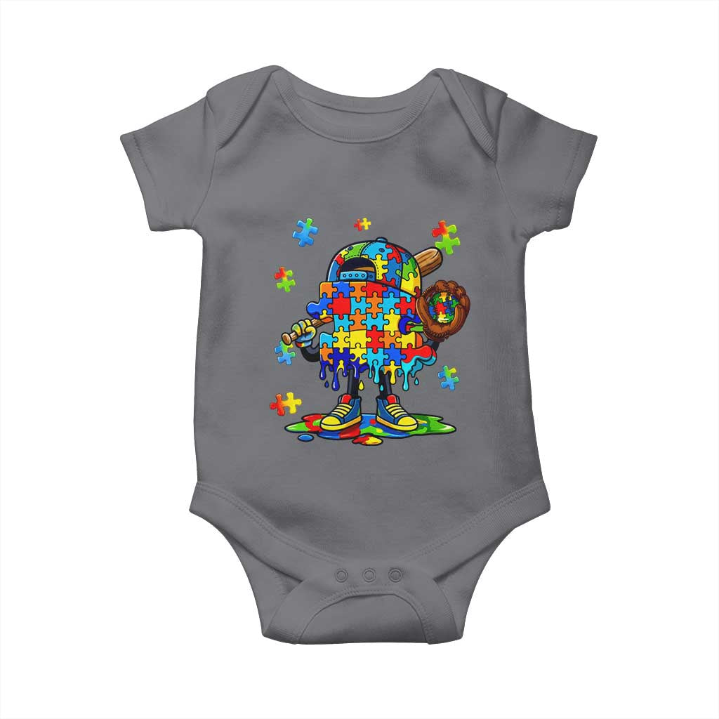Autism Acceptance Baseball Baby Onesie Colorful Drip Graphic Neurodiversity Support TS12 Charcoal Print Your Wear