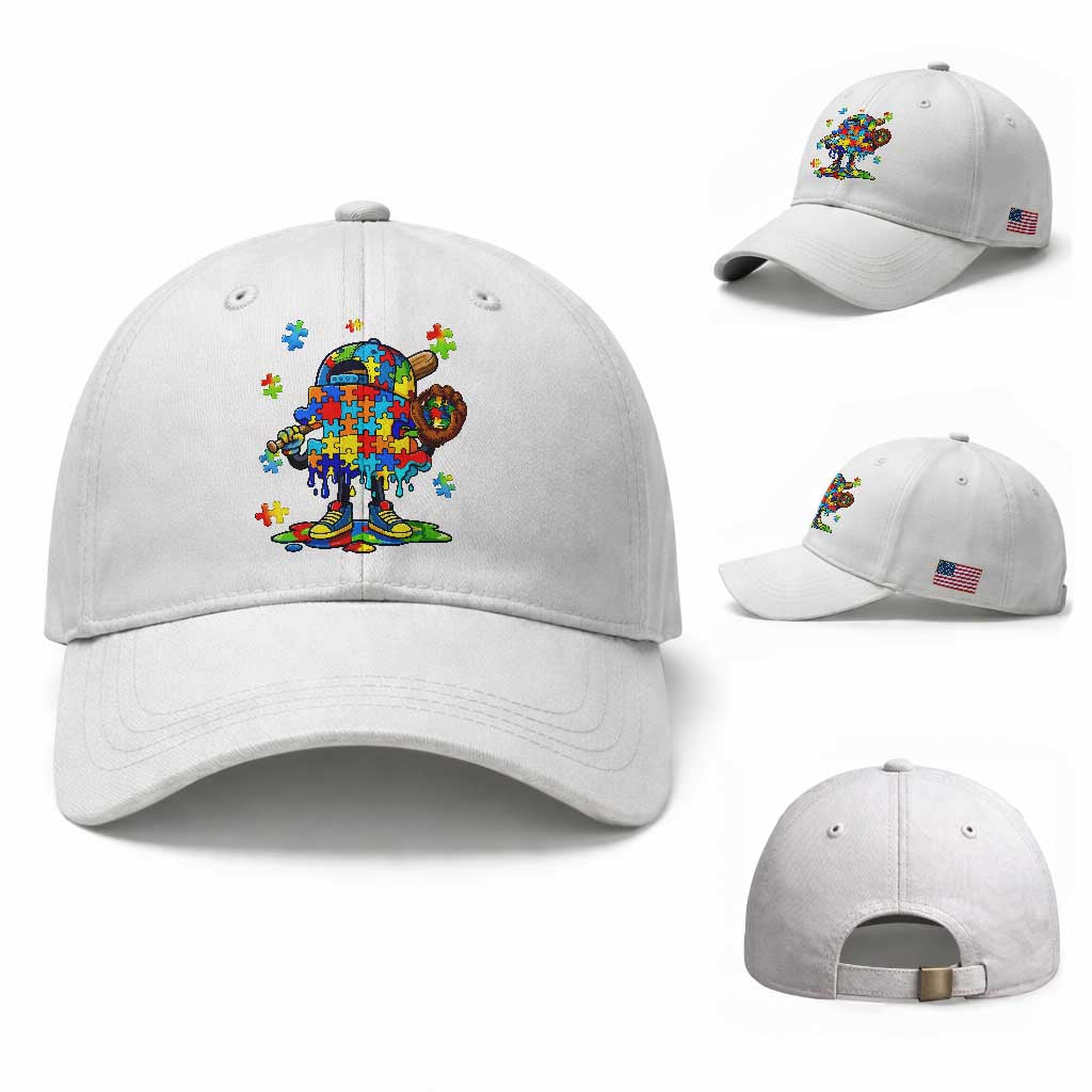 Autism Acceptance Baseball Baseball Cap Colorful Drip Graphic Neurodiversity Support TS12 Baseball Cap Universal Fit White Print Your Wear