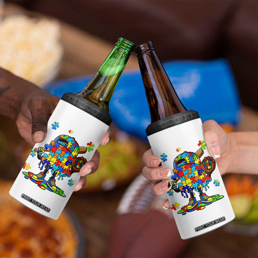 Autism Acceptance Baseball 4 in 1 Can Cooler Tumbler Colorful Drip Graphic Neurodiversity Support TS12 Print Your Wear
