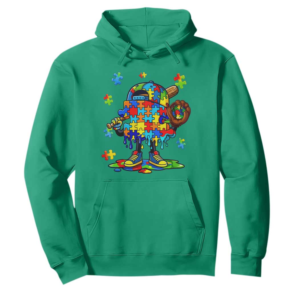 Autism Acceptance Baseball Hoodie Colorful Drip Graphic Neurodiversity Support TS12 Irish Green Print Your Wear