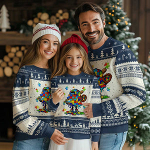 Autism Acceptance Baseball Ugly Christmas Sweater Colorful Drip Graphic Neurodiversity Support TS12 Beige Navy Print Your Wear