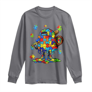 Autism Acceptance Baseball Long Sleeve Shirt Colorful Drip Graphic Neurodiversity Support TS12 Charcoal Print Your Wear
