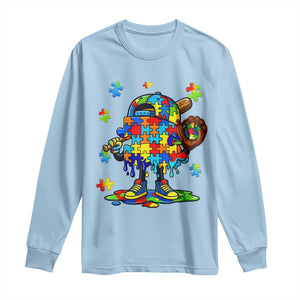 Autism Acceptance Baseball Long Sleeve Shirt Colorful Drip Graphic Neurodiversity Support TS12 Light Blue Print Your Wear