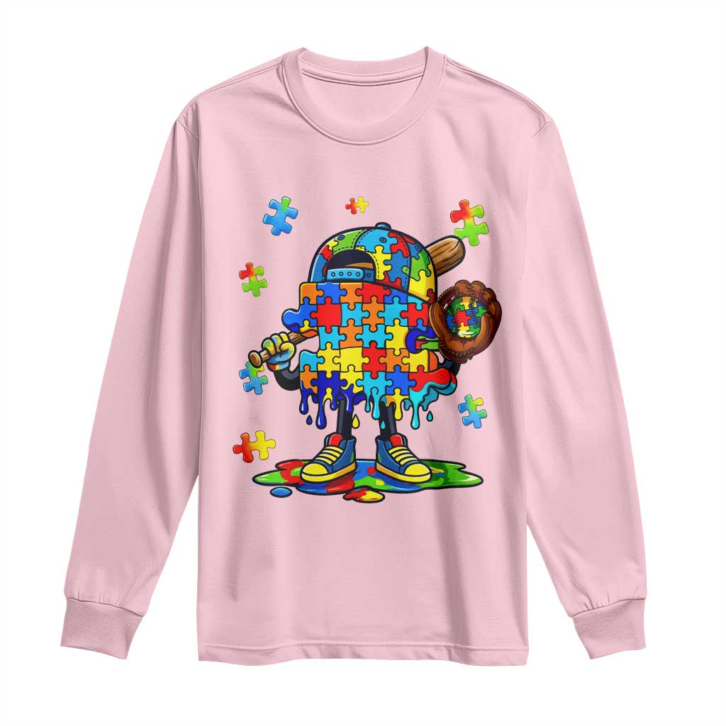 Autism Acceptance Baseball Long Sleeve Shirt Colorful Drip Graphic Neurodiversity Support TS12 Light Pink Print Your Wear