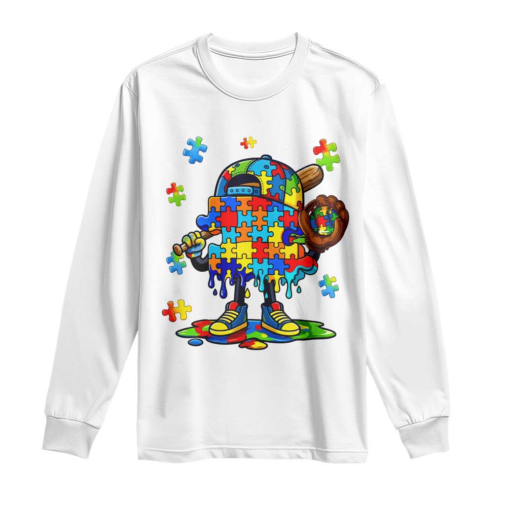 Autism Acceptance Baseball Long Sleeve Shirt Colorful Drip Graphic Neurodiversity Support TS12 White Print Your Wear