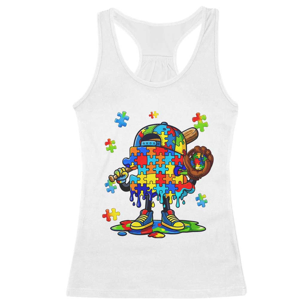 Autism Acceptance Baseball Racerback Tank Top Colorful Drip Graphic Neurodiversity Support TS12 White Print Your Wear
