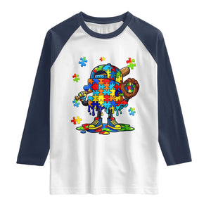 Autism Acceptance Baseball Raglan Shirt Colorful Drip Graphic Neurodiversity Support TS12 White Navy Print Your Wear