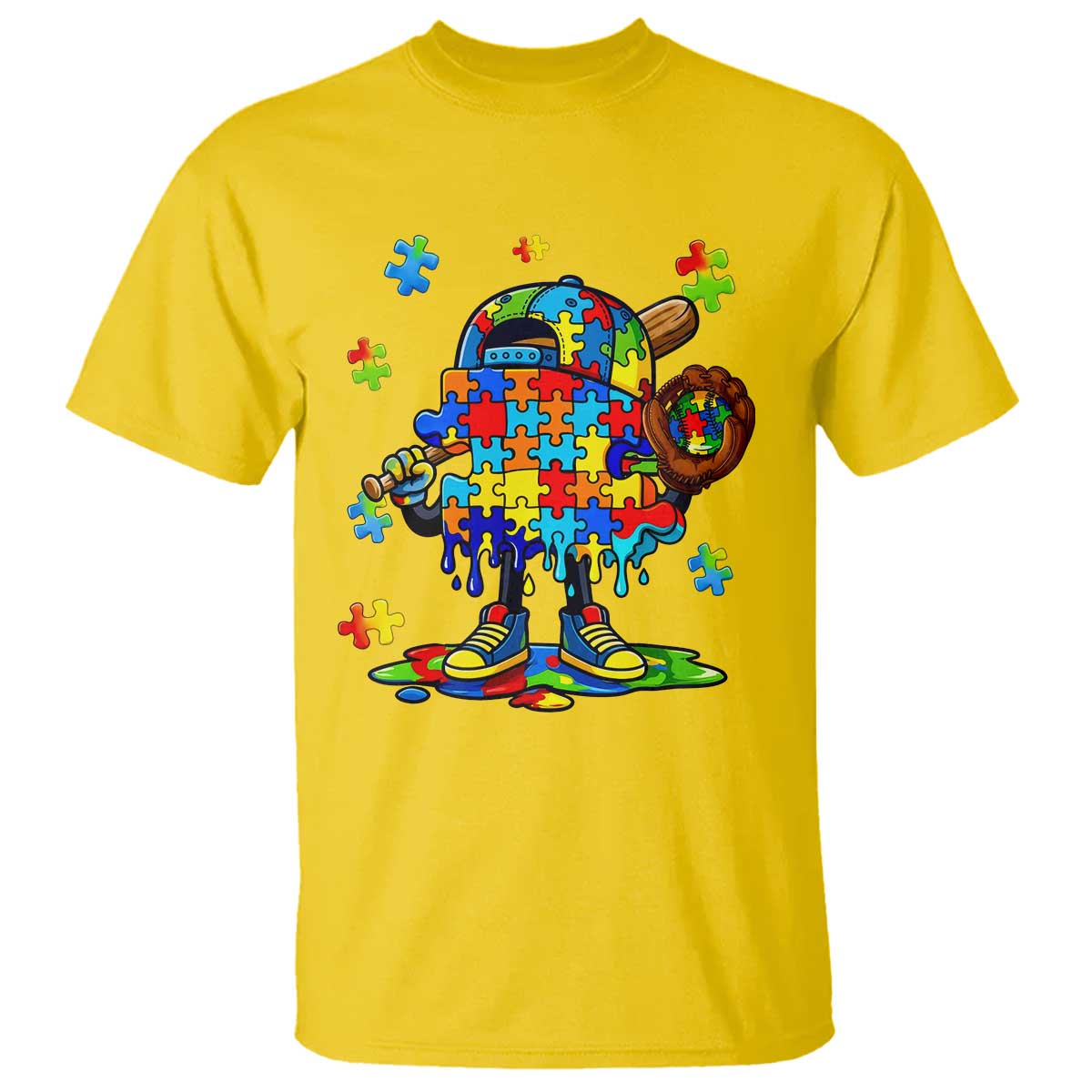Autism Acceptance Baseball T Shirt Colorful Drip Graphic Neurodiversity Support TS12 Daisy Print Your Wear