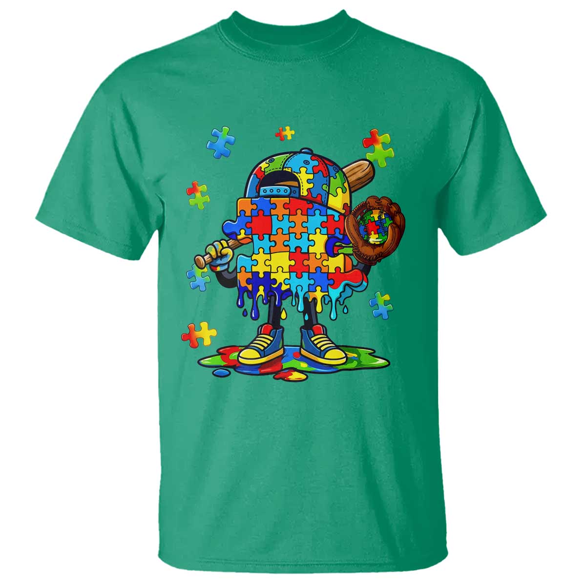 Autism Acceptance Baseball T Shirt Colorful Drip Graphic Neurodiversity Support TS12 Irish Green Print Your Wear