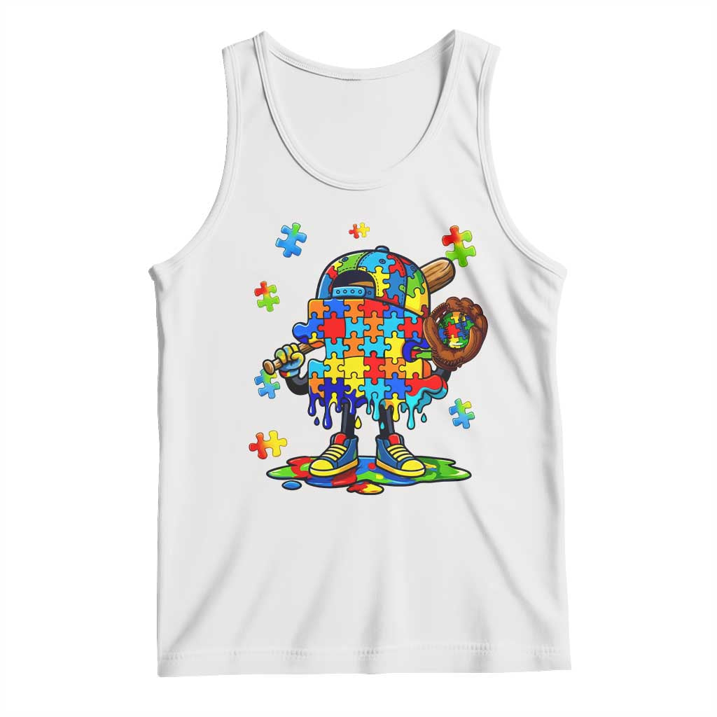 Autism Acceptance Baseball Tank Top Colorful Drip Graphic Neurodiversity Support TS12 White Print Your Wear