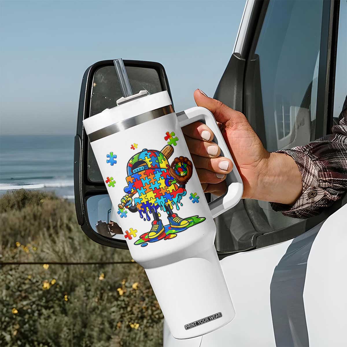 Autism Acceptance Baseball Tumbler With Handle Colorful Drip Graphic Neurodiversity Support TS12 Print Your Wear