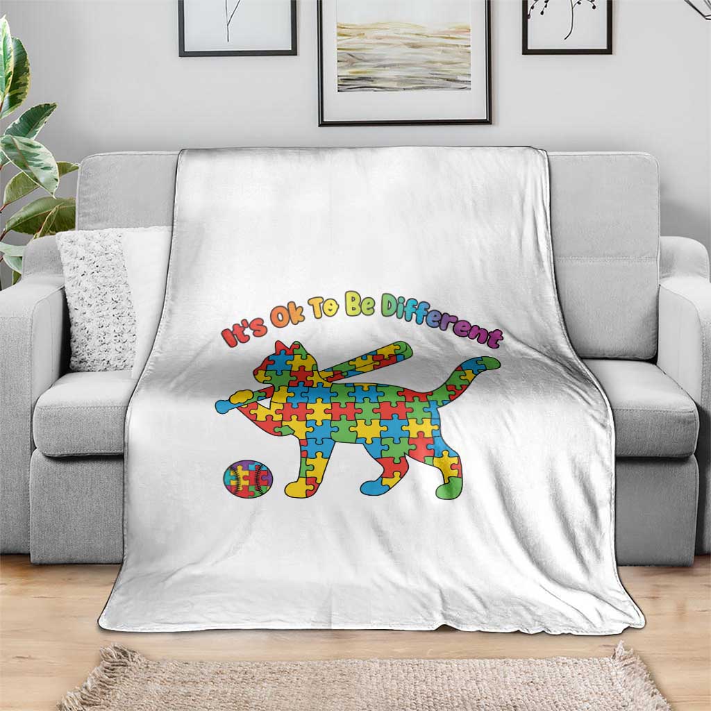 Autism Acceptance Baseball Cat Throw Blanket It Is Ok To Be Different TS12 Print Your Wear