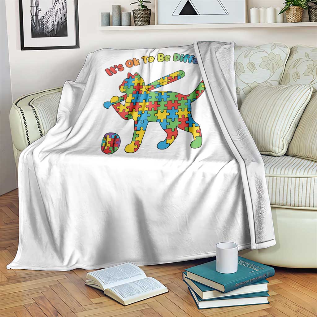 Autism Acceptance Baseball Cat Throw Blanket It Is Ok To Be Different TS12 Print Your Wear