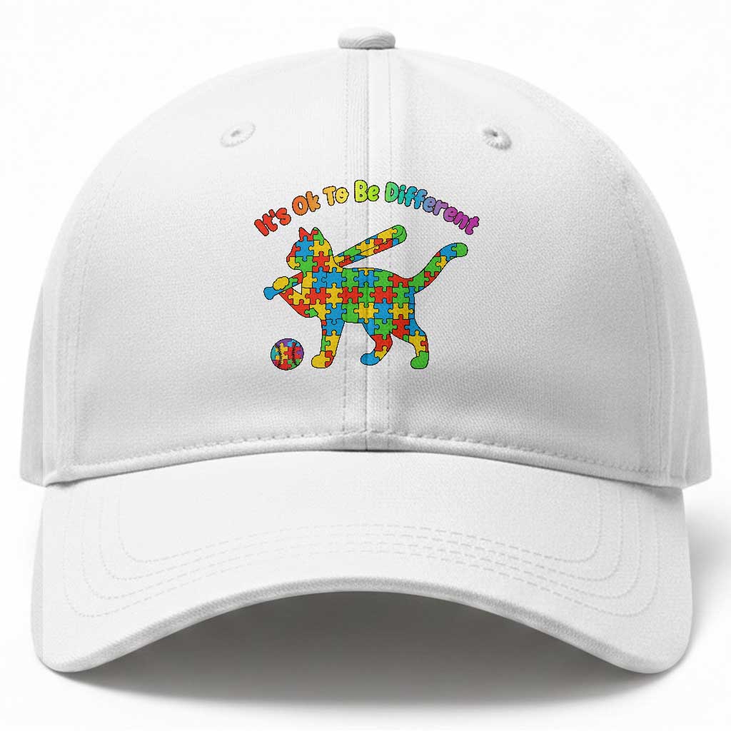 Autism Acceptance Baseball Cat Baseball Cap It Is Ok To Be Different TS12 Print Your Wear