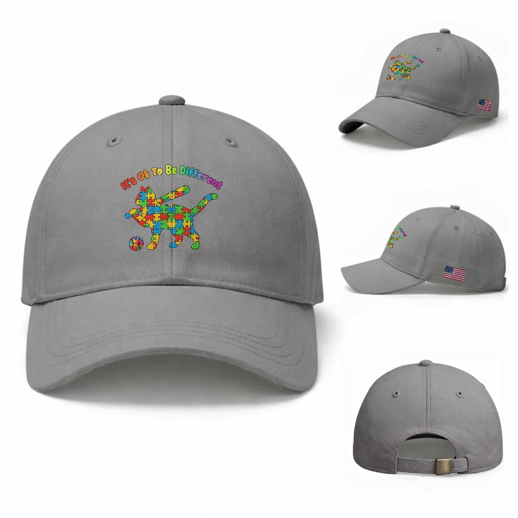 Autism Acceptance Baseball Cat Baseball Cap It Is Ok To Be Different TS12 Baseball Cap Universal Fit Sport Gray Print Your Wear