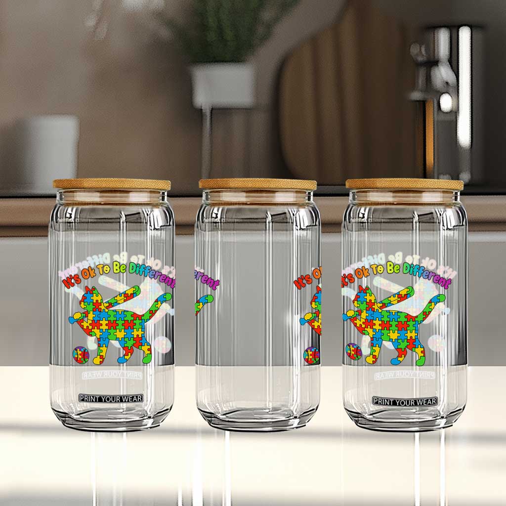 Autism Acceptance Baseball Cat Glass Can It Is Ok To Be Different TS12 Print Your Wear