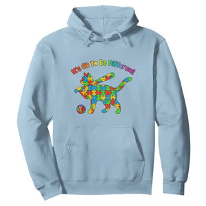 Autism Acceptance Baseball Cat Hoodie It Is Ok To Be Different TS12 Light Blue Print Your Wear