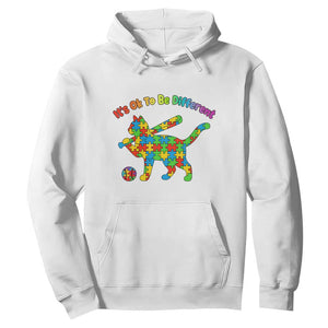 Autism Acceptance Baseball Cat Hoodie It Is Ok To Be Different TS12 White Print Your Wear