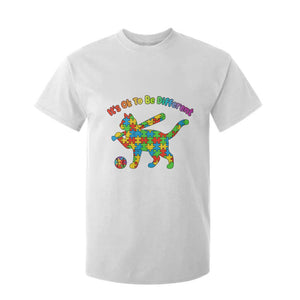 Autism Acceptance Baseball Cat T Shirt For Kid It Is Ok To Be Different TS12 White Print Your Wear