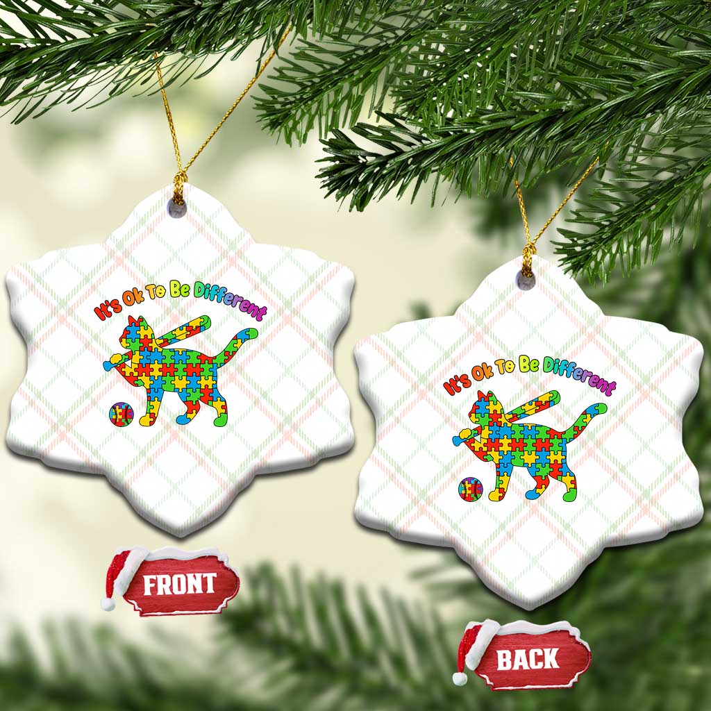 Autism Acceptance Baseball Cat Ceramic Ornament It Is Ok To Be Different TS12 Print Your Wear