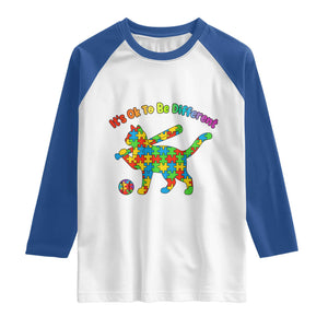 Autism Acceptance Baseball Cat Raglan Shirt It Is Ok To Be Different TS12 White Royal Print Your Wear