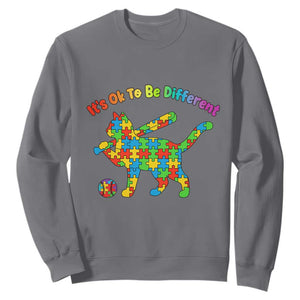 Autism Acceptance Baseball Cat Sweatshirt It Is Ok To Be Different TS12 Charcoal Print Your Wear