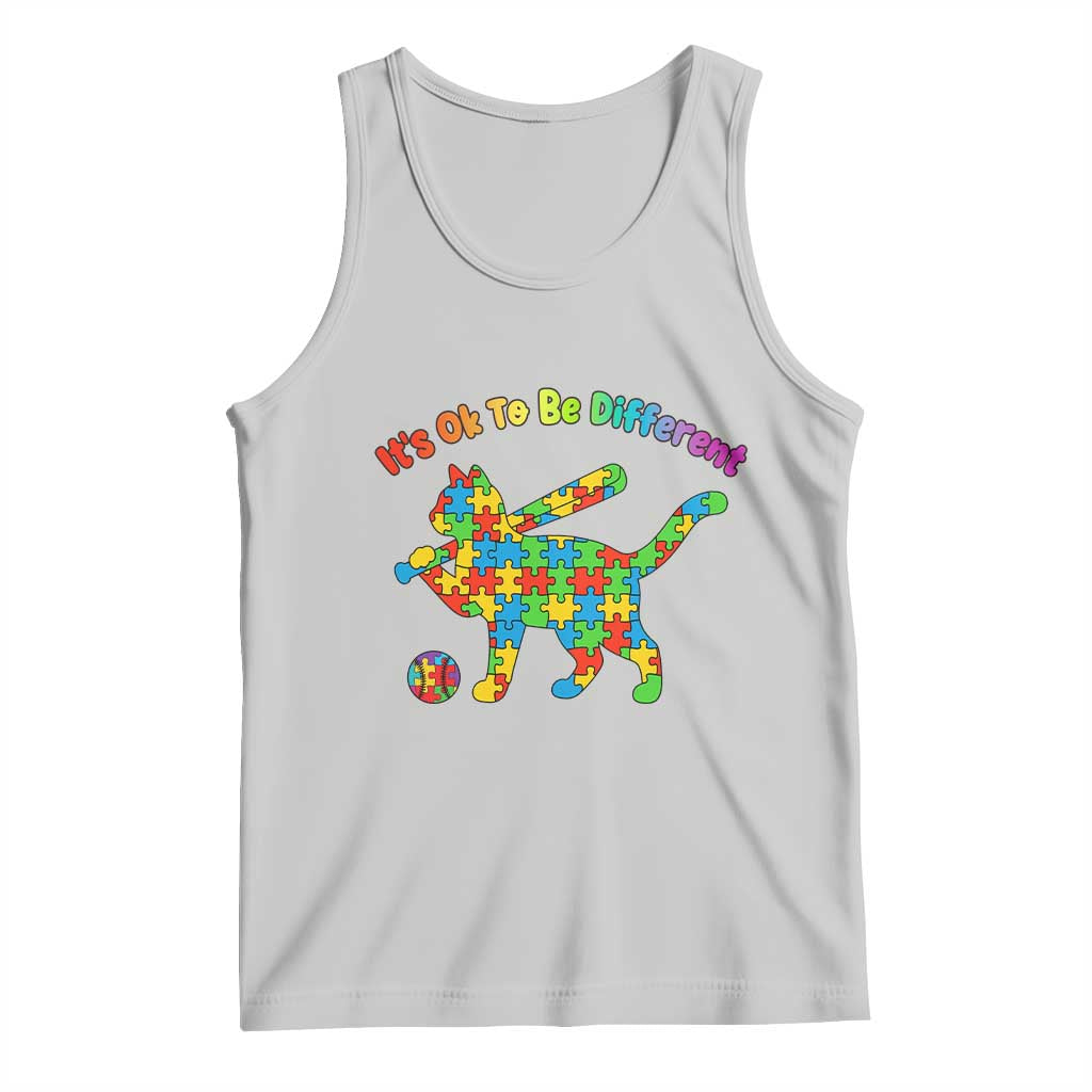 Autism Acceptance Baseball Cat Tank Top It Is Ok To Be Different TS12 Ash Print Your Wear