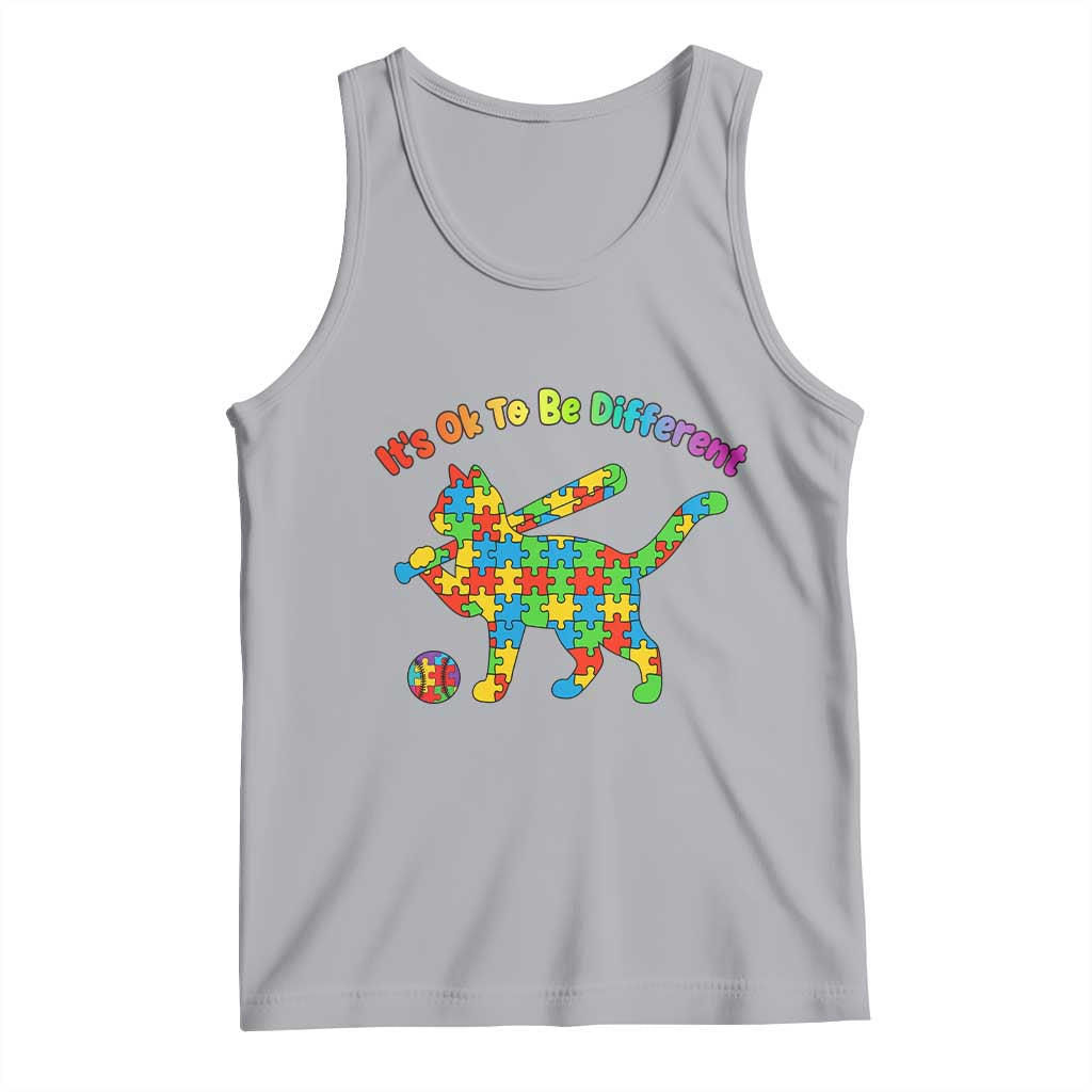 Autism Acceptance Baseball Cat Tank Top It Is Ok To Be Different TS12 Athletic Heather Print Your Wear