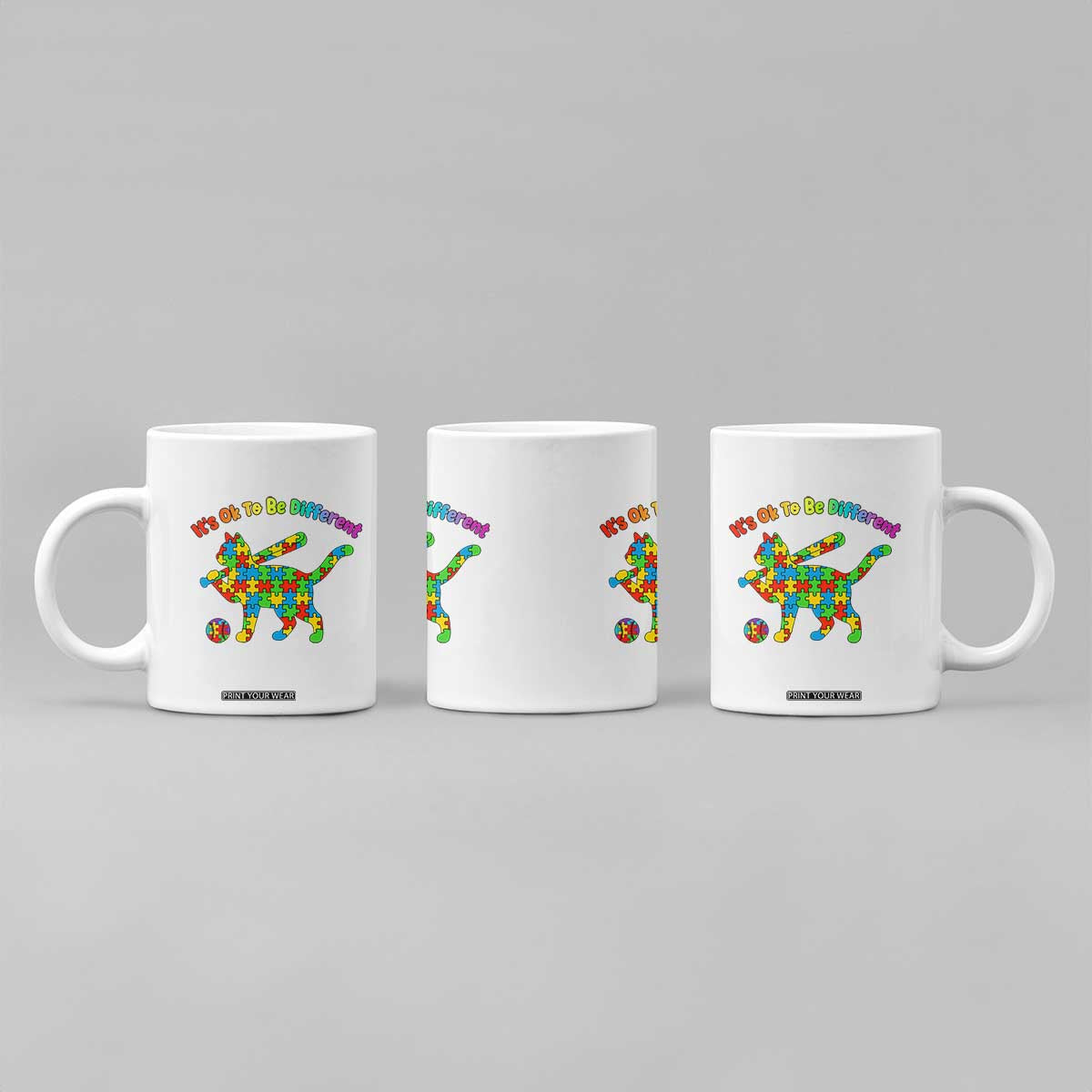 Autism Acceptance Baseball Cat Coffee Mug It Is Ok To Be Different TS12 Print Your Wear