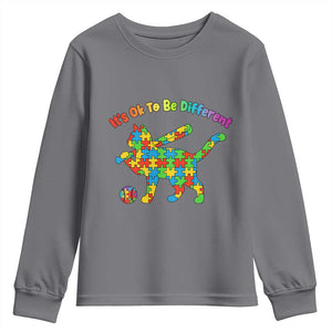 Autism Acceptance Baseball Cat Youth Sweatshirt It Is Ok To Be Different TS12 Charcoal Print Your Wear