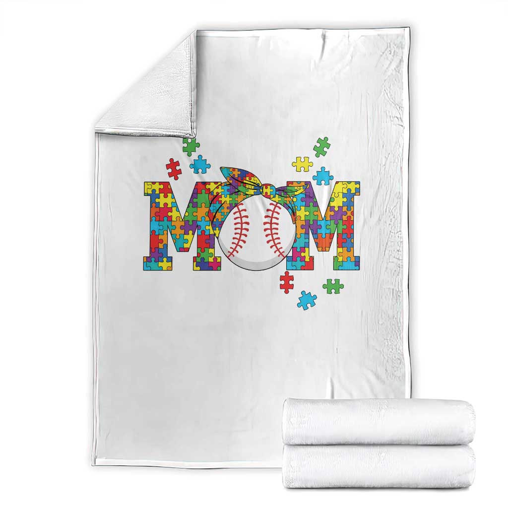 Autism Acceptance Baseball Mom Throw Blanket Proud Mom Inclusive Support Graphic TS12 White Print Your Wear