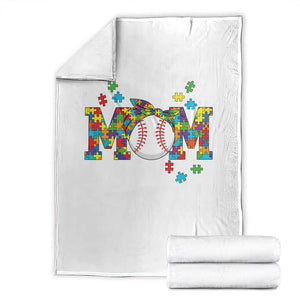 Autism Acceptance Baseball Mom Throw Blanket Proud Mom Inclusive Support Graphic TS12 White Print Your Wear