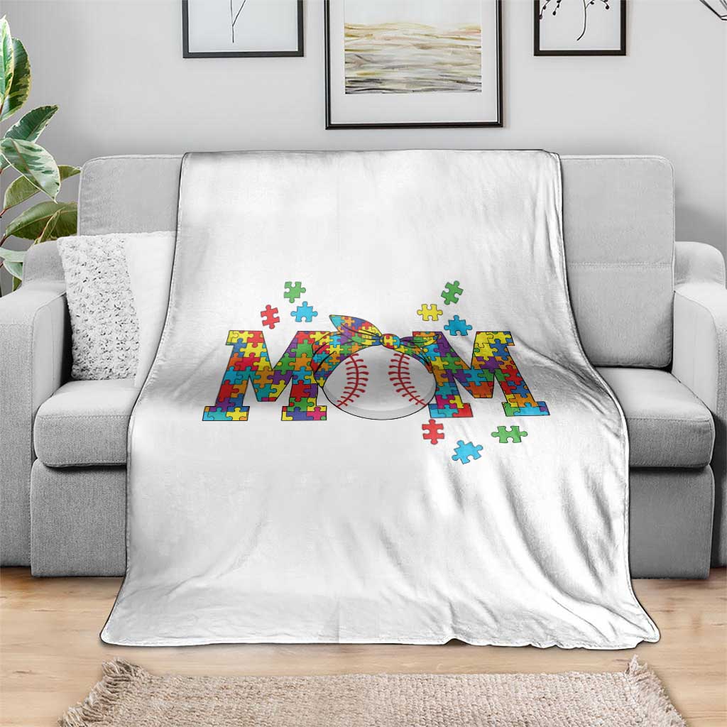 Autism Acceptance Baseball Mom Throw Blanket Proud Mom Inclusive Support Graphic TS12 Print Your Wear