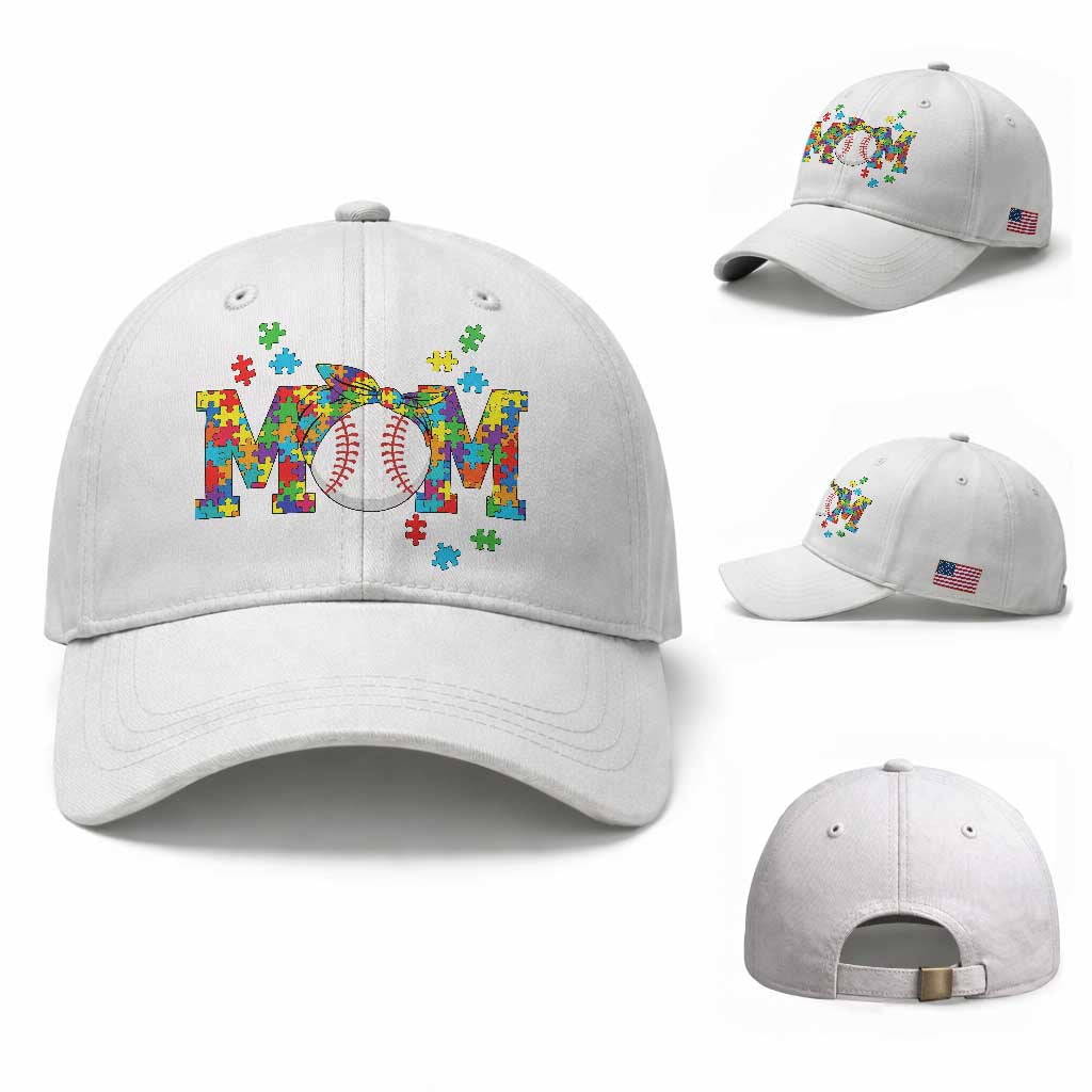 Autism Acceptance Baseball Mom Baseball Cap Proud Mom Inclusive Support Graphic TS12 Baseball Cap Universal Fit White Print Your Wear