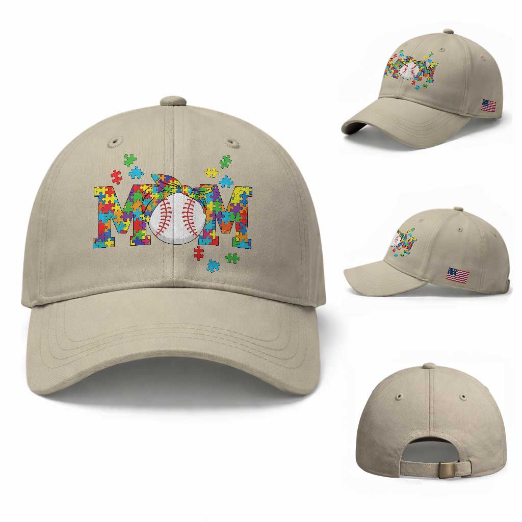 Autism Acceptance Baseball Mom Baseball Cap Proud Mom Inclusive Support Graphic TS12 Baseball Cap Universal Fit Beige Print Your Wear