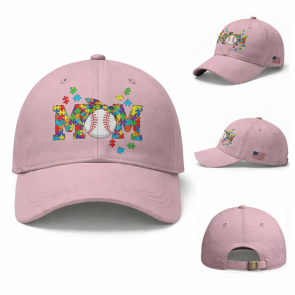 Autism Acceptance Baseball Mom Baseball Cap Proud Mom Inclusive Support Graphic TS12 Baseball Cap Universal Fit Light Pink Print Your Wear
