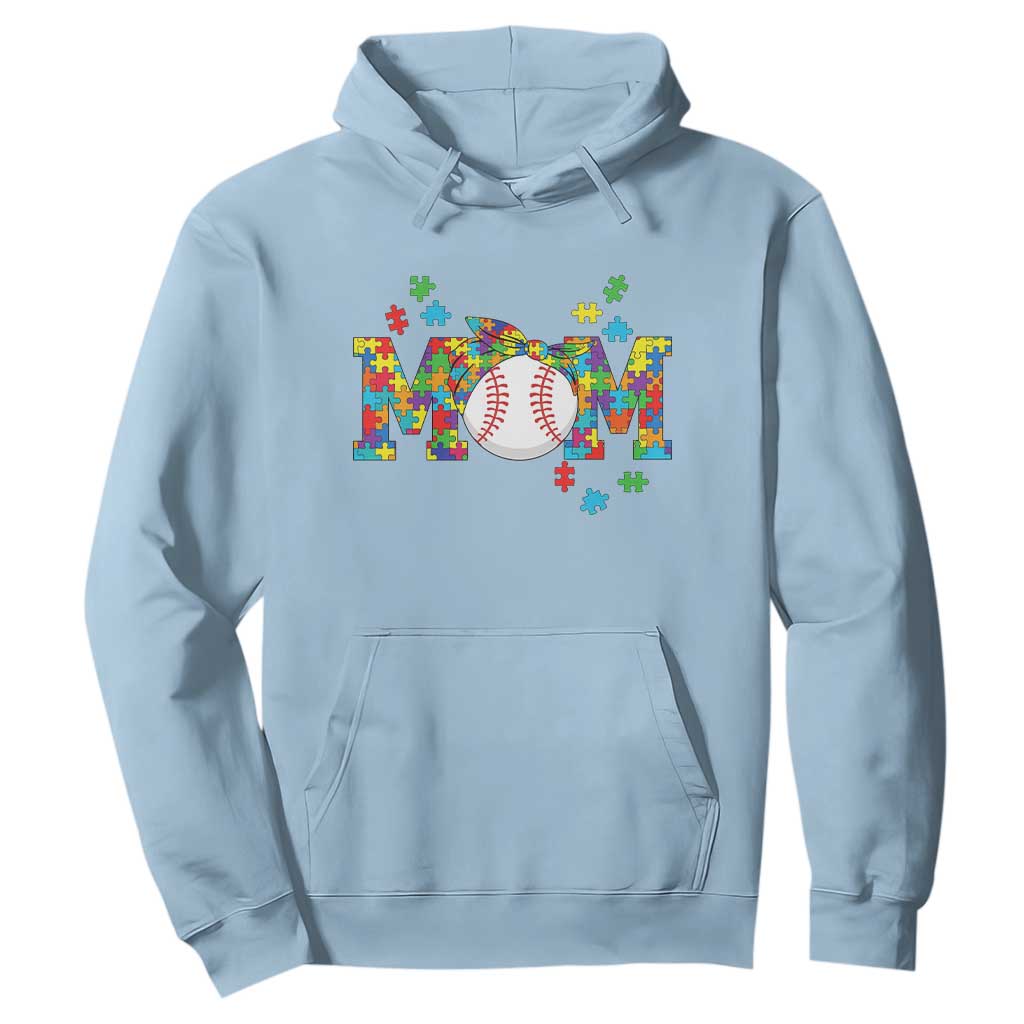 Autism Acceptance Baseball Mom Hoodie Proud Mom Inclusive Support Graphic TS12 Light Blue Print Your Wear