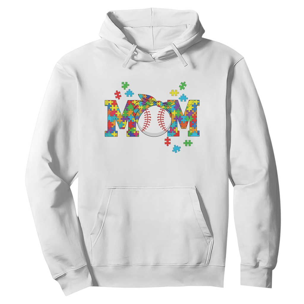 Autism Acceptance Baseball Mom Hoodie Proud Mom Inclusive Support Graphic TS12 White Print Your Wear
