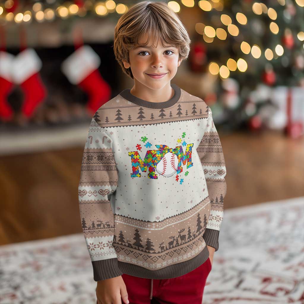 Autism Acceptance Baseball Mom Ugly Christmas Sweater Proud Mom Inclusive Support Graphic TS12 Mocha Mousse Print Your Wear