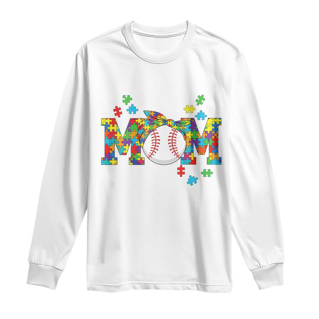 Autism Acceptance Baseball Mom Long Sleeve Shirt Proud Mom Inclusive Support Graphic TS12 White Print Your Wear