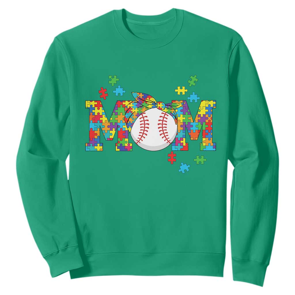Autism Acceptance Baseball Mom Sweatshirt Proud Mom Inclusive Support Graphic TS12 Irish Green Print Your Wear