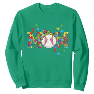 Autism Acceptance Baseball Mom Sweatshirt Proud Mom Inclusive Support Graphic TS12 Irish Green Print Your Wear