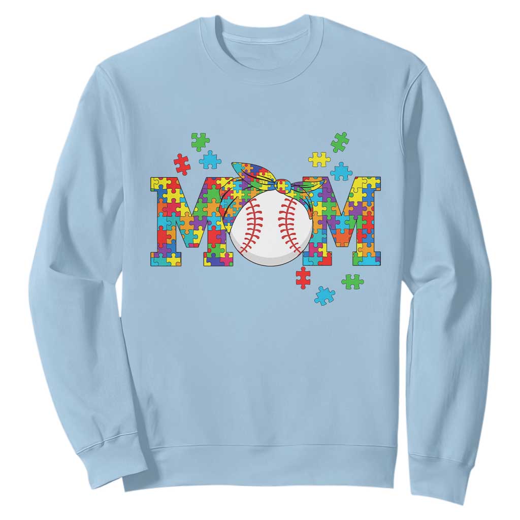 Autism Acceptance Baseball Mom Sweatshirt Proud Mom Inclusive Support Graphic TS12 Light Blue Print Your Wear