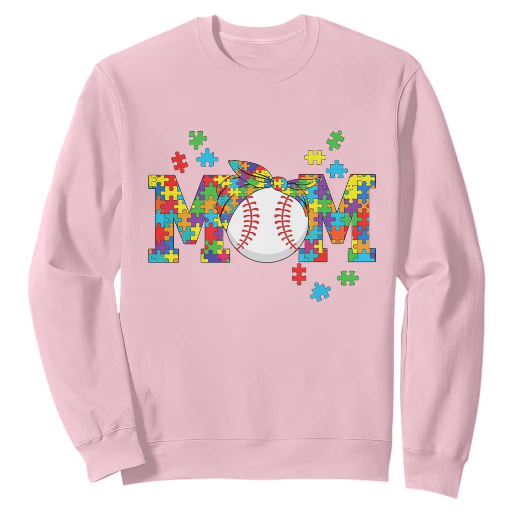 Autism Acceptance Baseball Mom Sweatshirt Proud Mom Inclusive Support Graphic TS12 Light Pink Print Your Wear