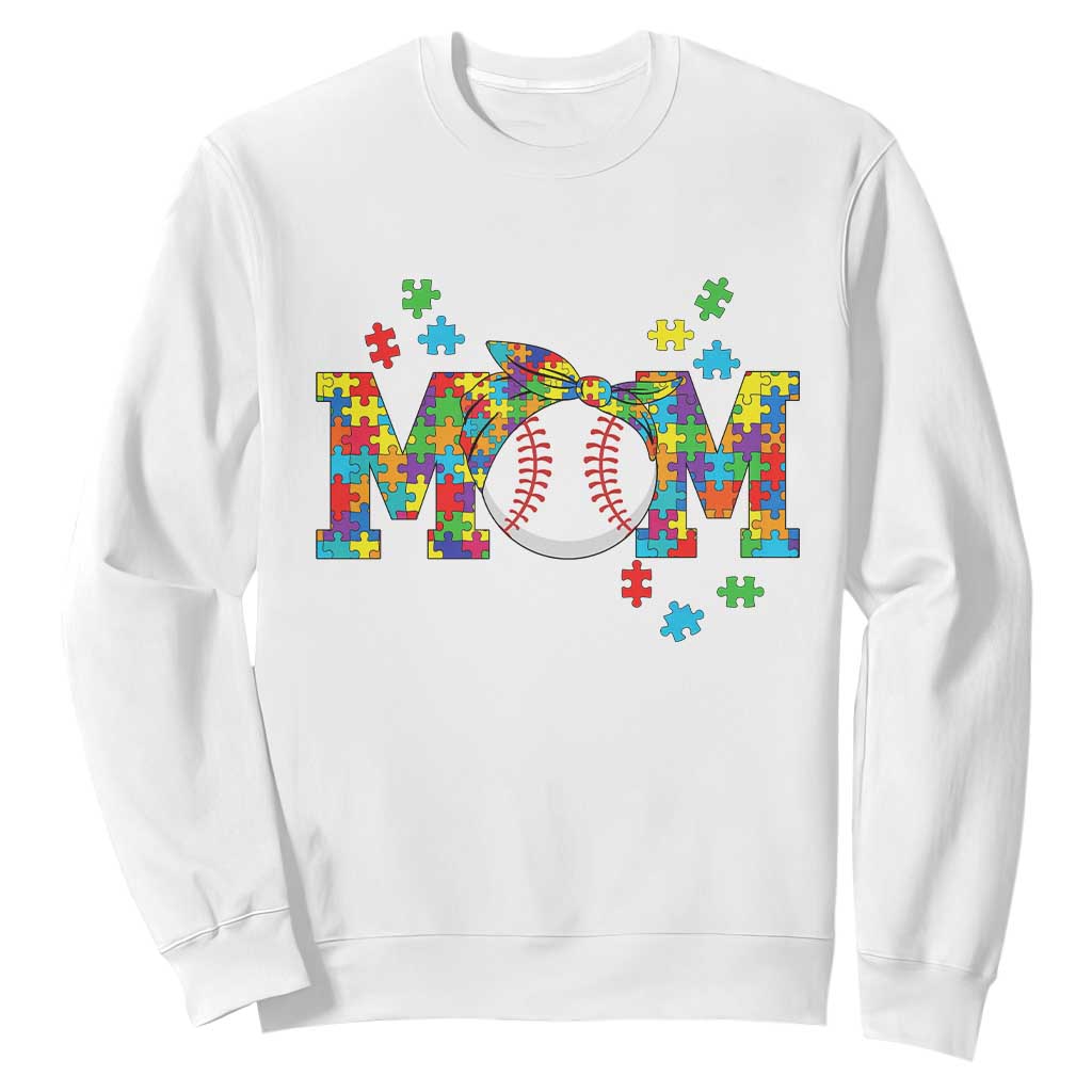 Autism Acceptance Baseball Mom Sweatshirt Proud Mom Inclusive Support Graphic TS12 White Print Your Wear