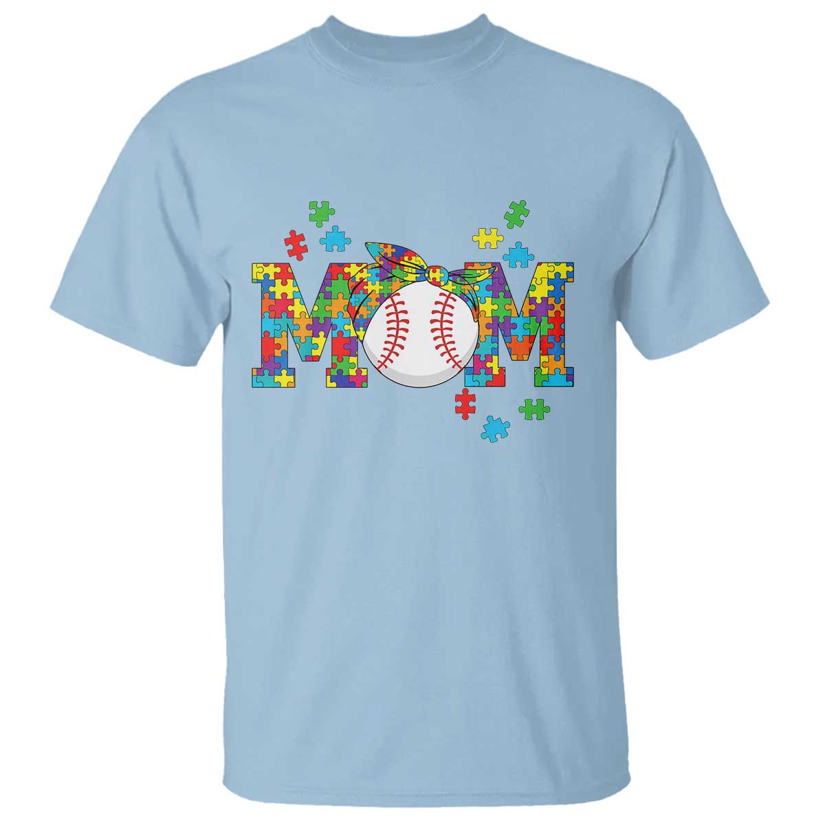 Autism Acceptance Baseball Mom T Shirt Proud Mom Inclusive Support Graphic TS12 Light Blue Print Your Wear