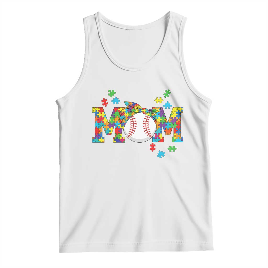 Autism Acceptance Baseball Mom Tank Top Proud Mom Inclusive Support Graphic TS12 White Print Your Wear