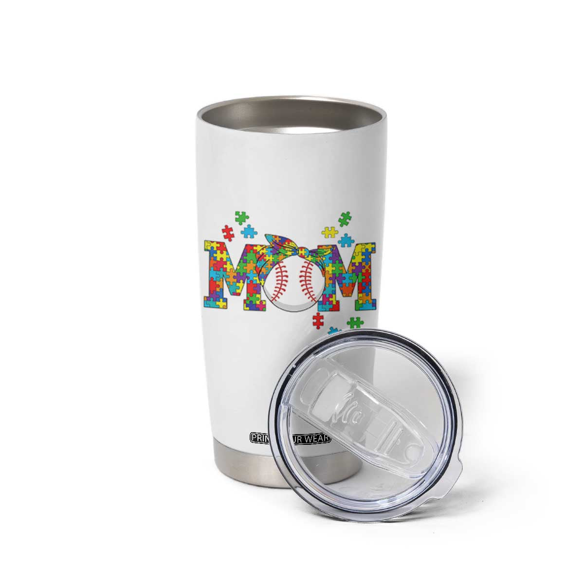 Autism Acceptance Baseball Mom Tumbler Cup Proud Mom Inclusive Support Graphic TS12 Print Your Wear