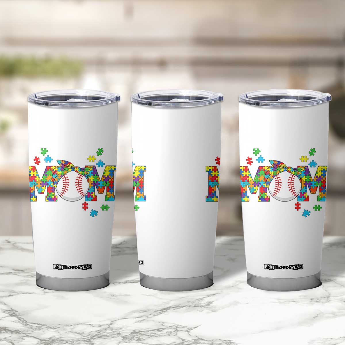 Autism Acceptance Baseball Mom Tumbler Cup Proud Mom Inclusive Support Graphic TS12 Print Your Wear